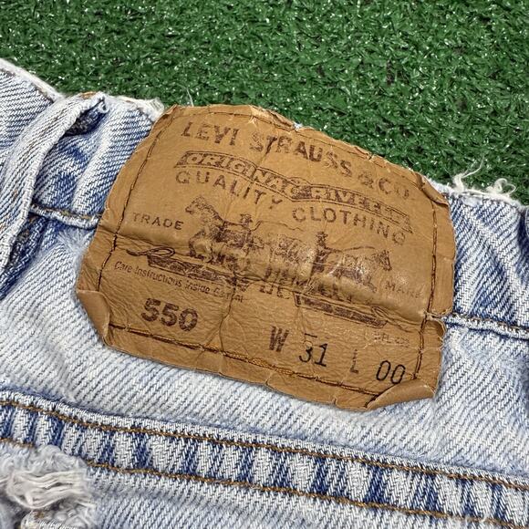 Vintage Levis Shorts Mens 31 Relaxed Fit 550 Orange Tab Denim 90s Light Wash - Picture 3 of 10